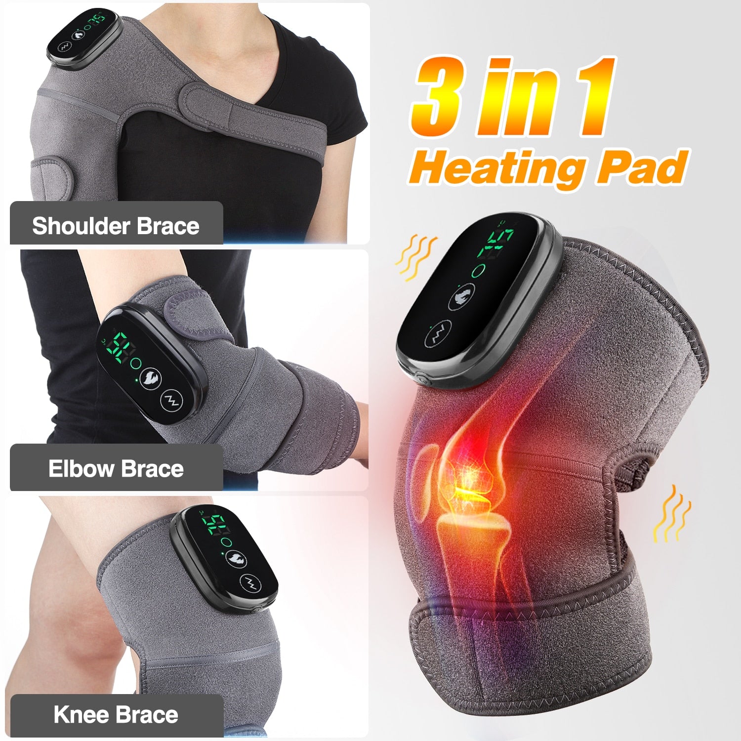 Electric Heating Therapy Knee Vibration Massage Leg Arthritis Physiotherapy Elbow Joint Warm Wrap Pain Relief Knee Pad Massager