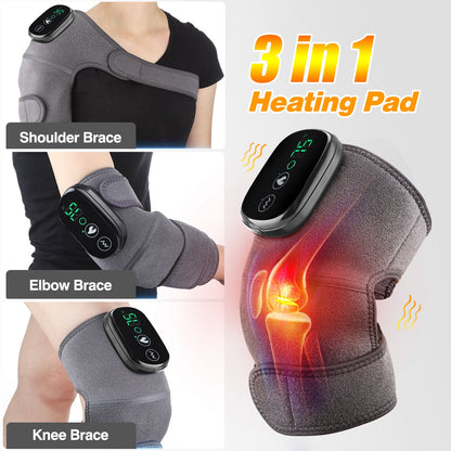 Electric Heating Therapy Knee Vibration Massage Leg Arthritis Physiotherapy Elbow Joint Warm Wrap Pain Relief Knee Pad Massager