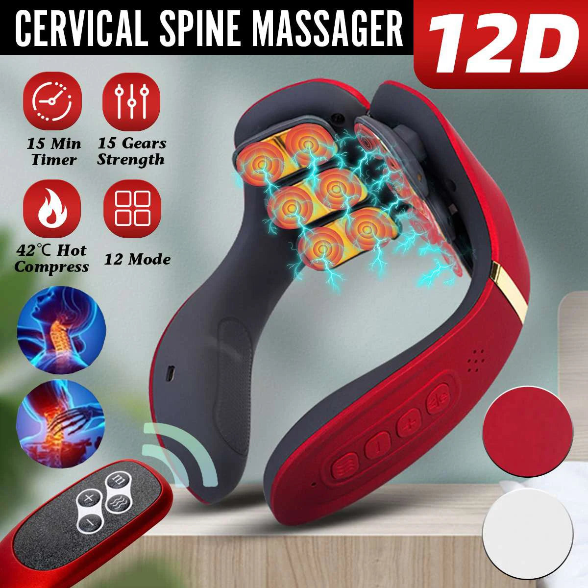 Relaxing cervical spine massager with multiple settings and features for soothing neck relief.