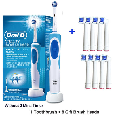 Oral B Electric Toothbrush 2D Rotary Vibration Clean Charging Tooth Brush Cross Action Bristle Oral Care 4 Gift Brush Heads Free