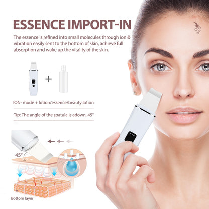 Ultrasonic Skin Scrubber Peeling Shovel EMS Microcorrente Íon Acne Removedor de Cravos Facial Limpeza Profunda Dispositivos de Levantamento Facial