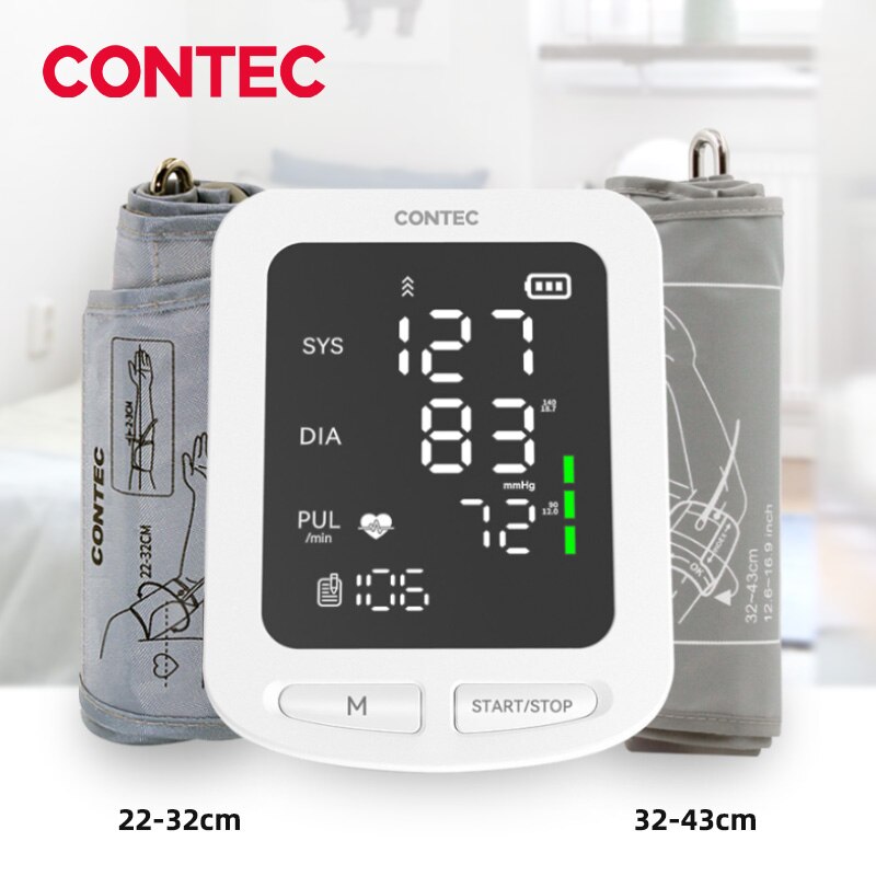 CONTEC Portable Automatic Digital Blood Pressure Monitor BP Monitor Monitoring Leval Sphygmomanometer Big LED Display 08C/08E