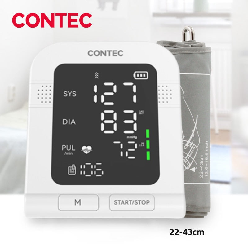 CONTEC Portable Automatic Digital Blood Pressure Monitor BP Monitor Monitoring Leval Sphygmomanometer Big LED Display 08C/08E