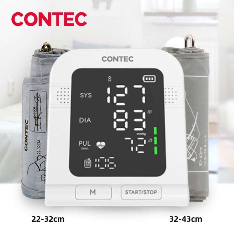 CONTEC Portable Automatic Digital Blood Pressure Monitor BP Monitor Monitoring Leval Sphygmomanometer Big LED Display 08C/08E