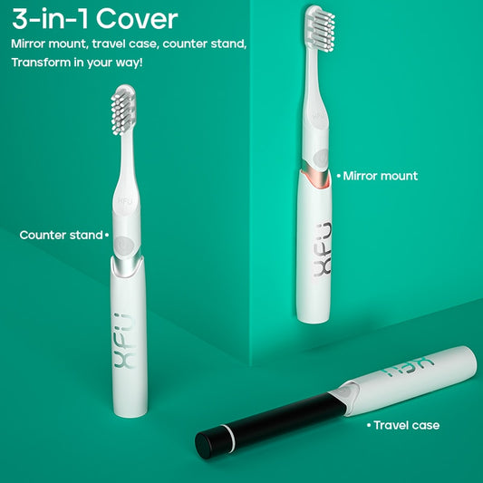 XFU 2102 Portable Travel Sonic Electric Toothbrush with Battery Power & Aluminum Handle Dupont Replacement Brush Head Available