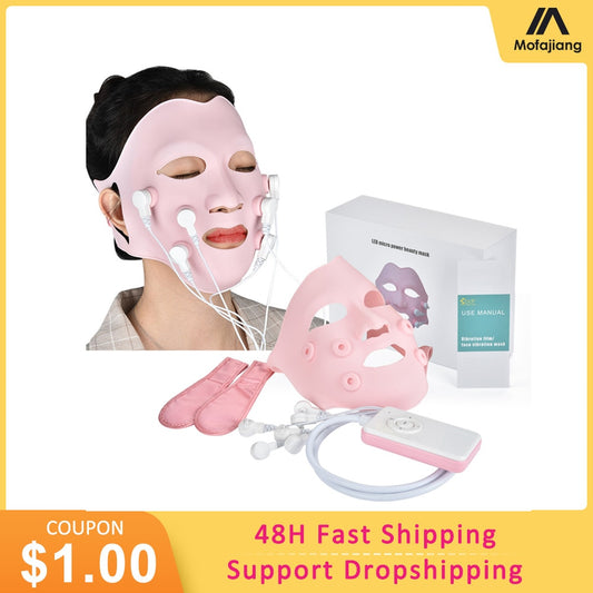 Silicone LED MASK Facial Massager Gel Mask Vibration Anti Wrinkle Reduce Blackhead Remover Face Lift Beauty Apparatus Skin Care