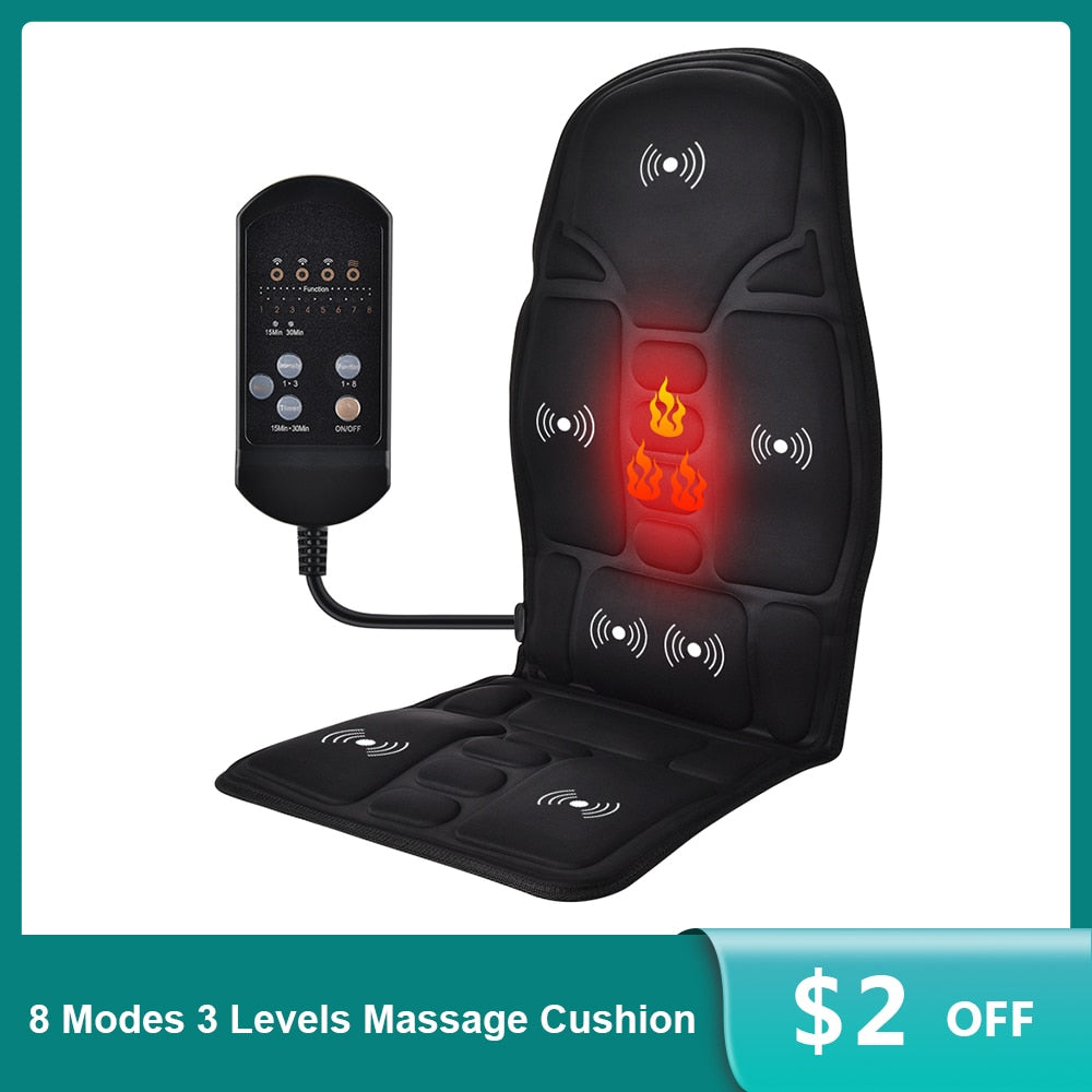 Electric Chair Seat Heating Pad Vibration Massage Cushion Home Car Office Seat Warm Vibrator Full Body Relax Pain Relief 8 Modes