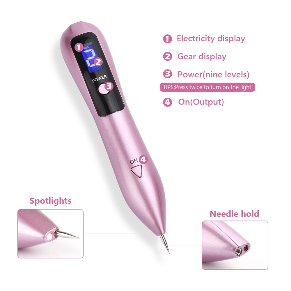 Caneta de Plasma LCD Máquina de Remoção de Toupeiras de Tatuagem 9 Nível Remoção de Iluminação LED Removedor de Manchas Escuras Ferramenta de Remoção de Tatuagem Marca de Verrugas