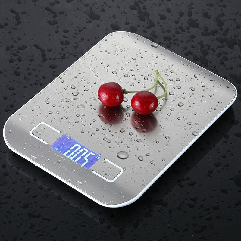 10/5Kg 1g Kitchen Scale digital Stainless Steel Weighing Scale Food Diet Postal Balance Measuring LCD Electronic Scales