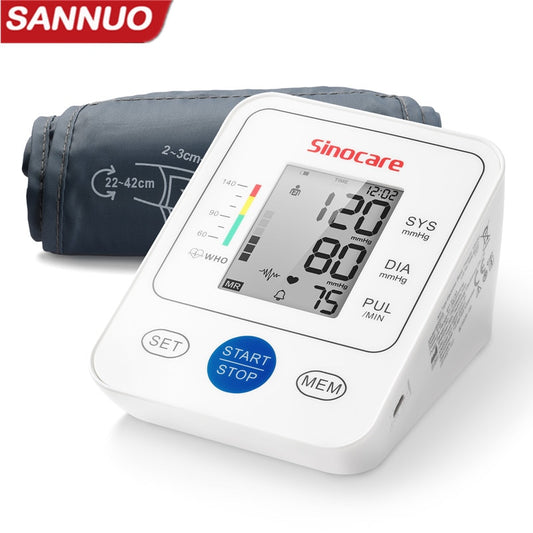 Sinocare Blood Pressure Monitor Tensiometer Upper Arm Automatic Digital BP Machine Pulse Heart Rate Monitor