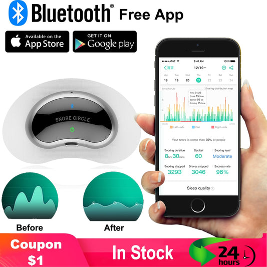 Smart Anti Snoring Device Effective Solution Snore Sleep Aid Stop Snoring Throat Snore Stopper APP Records and Analyzes Sleep