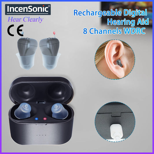 Mini Rechargeable Hearing Aid Digital 8 channels SR81 5 colours Hearing Aids Adjustable Sound Amplifier Portable Deaf Elderly