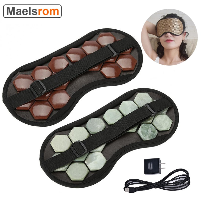 Electric  Eye Mask Tourmaline Eye Care Massager Jade Stone Massage Heat Therapy Germanium Infrared Relaxation Health