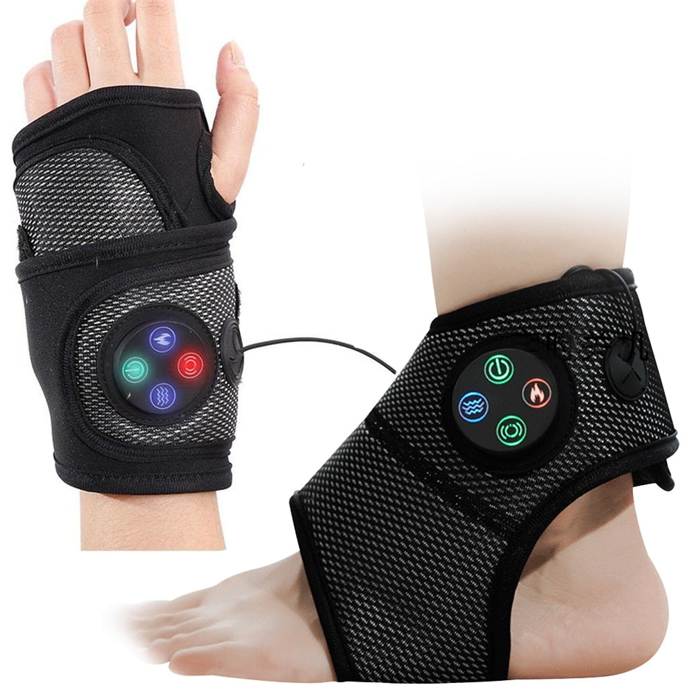 Eletric Wrist Foot Brace Support Massager Vibration Hot Compress Heating Relaxation Treatments Pain Relief Air Massage Device