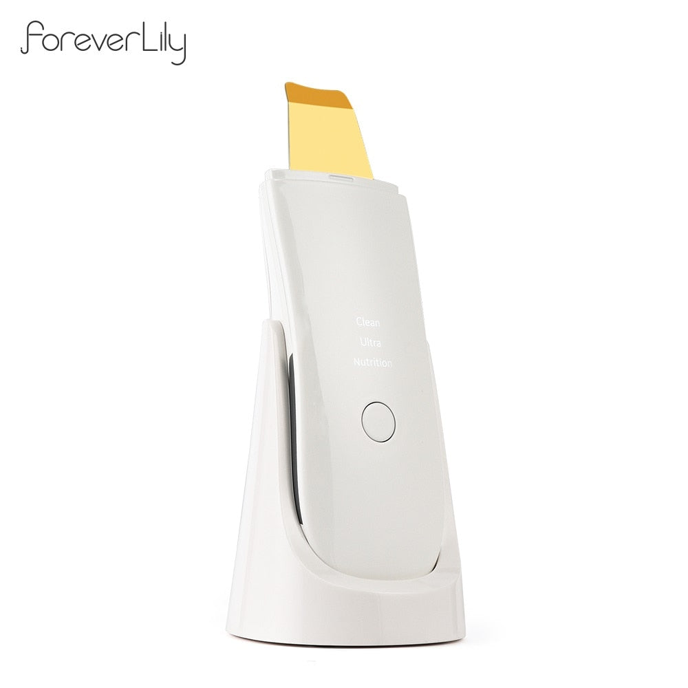 Golden 24kHz Ultrasonic Skin Scrubber With Nano Mist Moisturizing Pore Deep Cleaning Device Facial Peeling Exfoliating Machine