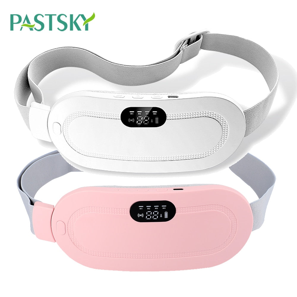 Electric Period Cramp Massager Vibrating Heating Belt for Menstrual Colic Relief Pain Waist Stomach Abdominal Warm Palace Belt