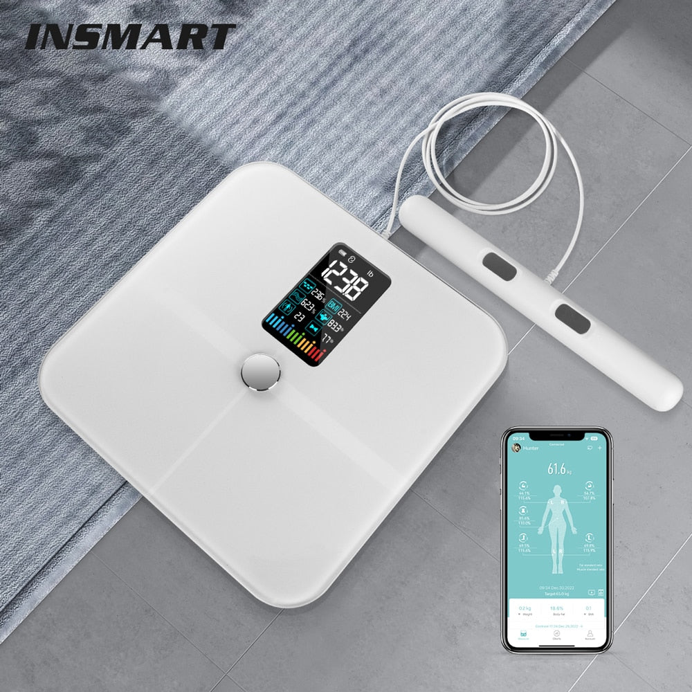 Bilancia pesapersone INSMART a 8 elettrodi Bilancia bilancia intelligente con bilancia digitale a schermo BMI Bilancia pesapersone Bluetooth per grasso corporeo