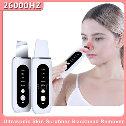 Ultrasonic Skin Scrubber Remove Blackhead Cleaning Deep Face Cleaner Ultrasonic Shovel Facial Peeling Cleaning Acne 26000hz