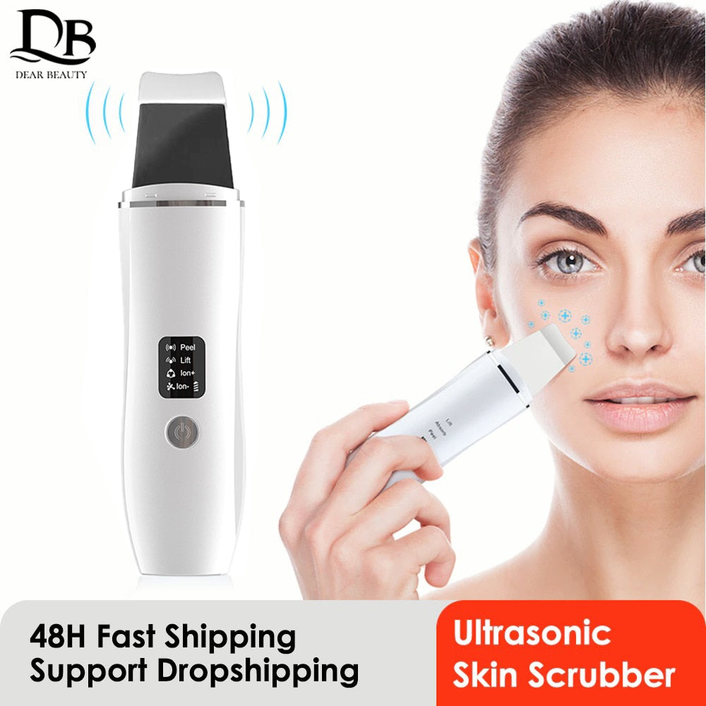 Ultrasonic Skin Scrubber Peeling Shovel EMS Microcorrente Íon Acne Removedor de Cravos Facial Limpeza Profunda Dispositivos de Levantamento Facial