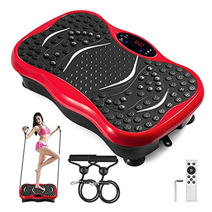 Vibration Platform Plate Whole Body Massager Machine With Resistance Bands &amp; Remote Control for Fat Burning, Weight Loss