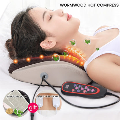 Oreiller de Massage électrique multifonction Relaxation du corps masseur cervical et dorsal chauffage gonflable Vibration soulagement de la douleur au dos