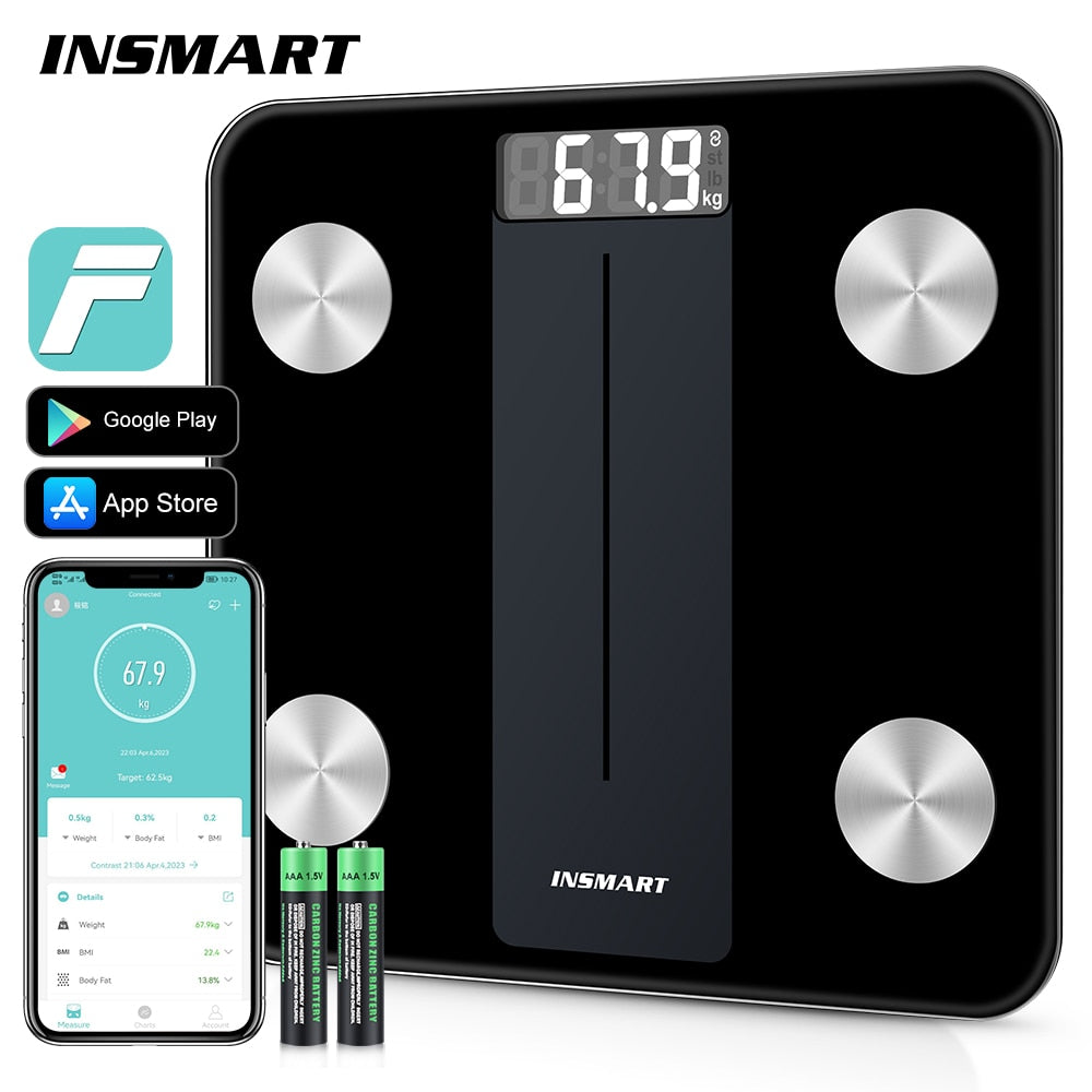 Balança de equilíbrio de peso corporal INSMART Balança de banheiro inteligente Balança corporal Digital IMC Peso de gordura corporal Balança de peso Bluetooth para humanos