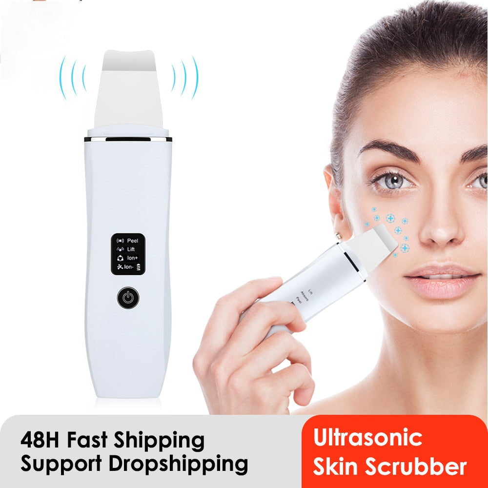 Ultrasonic Skin Scrubber Peeling Shovel EMS Microcurrent Ion Acne Blackhead Remover Face Deep Cleansing Facial Lifting Devices