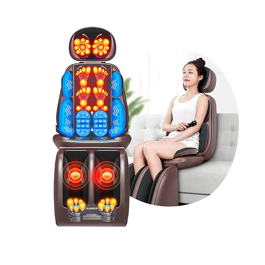 Electric Full Body Massage Chair Neck Back Waist Massage Cushion Heating Vibrate Massaging Pad Seat Sofa Relaxation For 220V