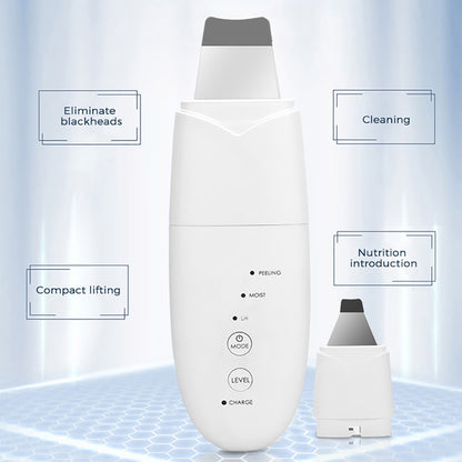 Scrubber ad ultrasuoni per la pelle Testina intercambiabile Dispositivo di rimozione di comedone Peeling Detergente per il viso Massaggiatore Ringiovanimento della pelle Dispositivo di bellezza