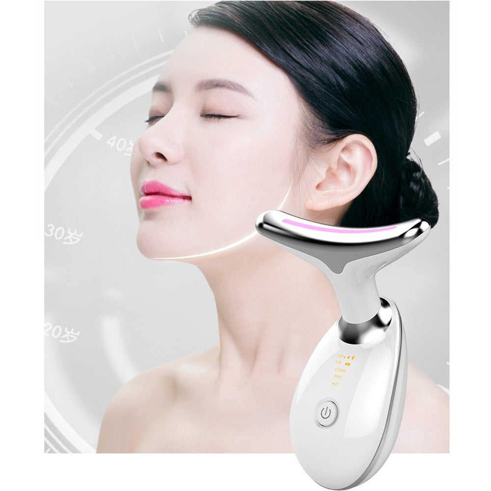 Led Therapy Neck Massager Face Lifting Radio Frequency Anti Wrinkle Thin Face Instrument Skin Tightening Machine Beaty Tools