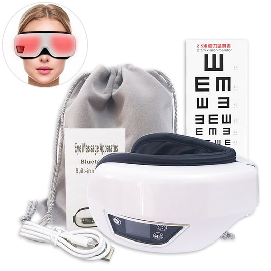 Eye Massager 6D Smart Airbag Vibration Eye Care Instrument Hot Compress Bluetooth Eye Massage Glasses Fatigue Pouch &amp; Wrinkle