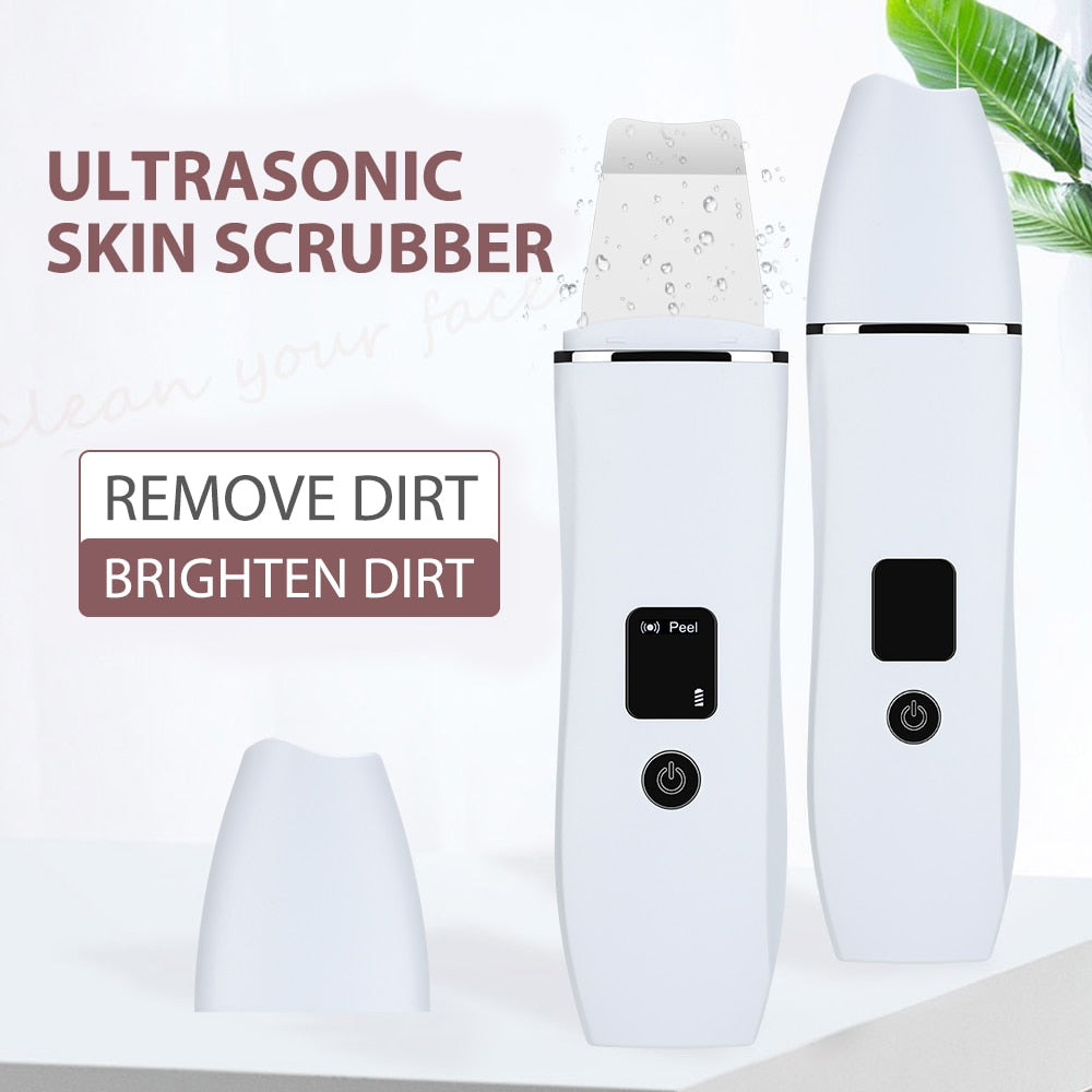 Ultrasonic Skin Scrubber Peeling Shovel EMS Ion Deep Face Cleaning Remove Blackhead Facial Lifting Peeling Shovel Face Massager