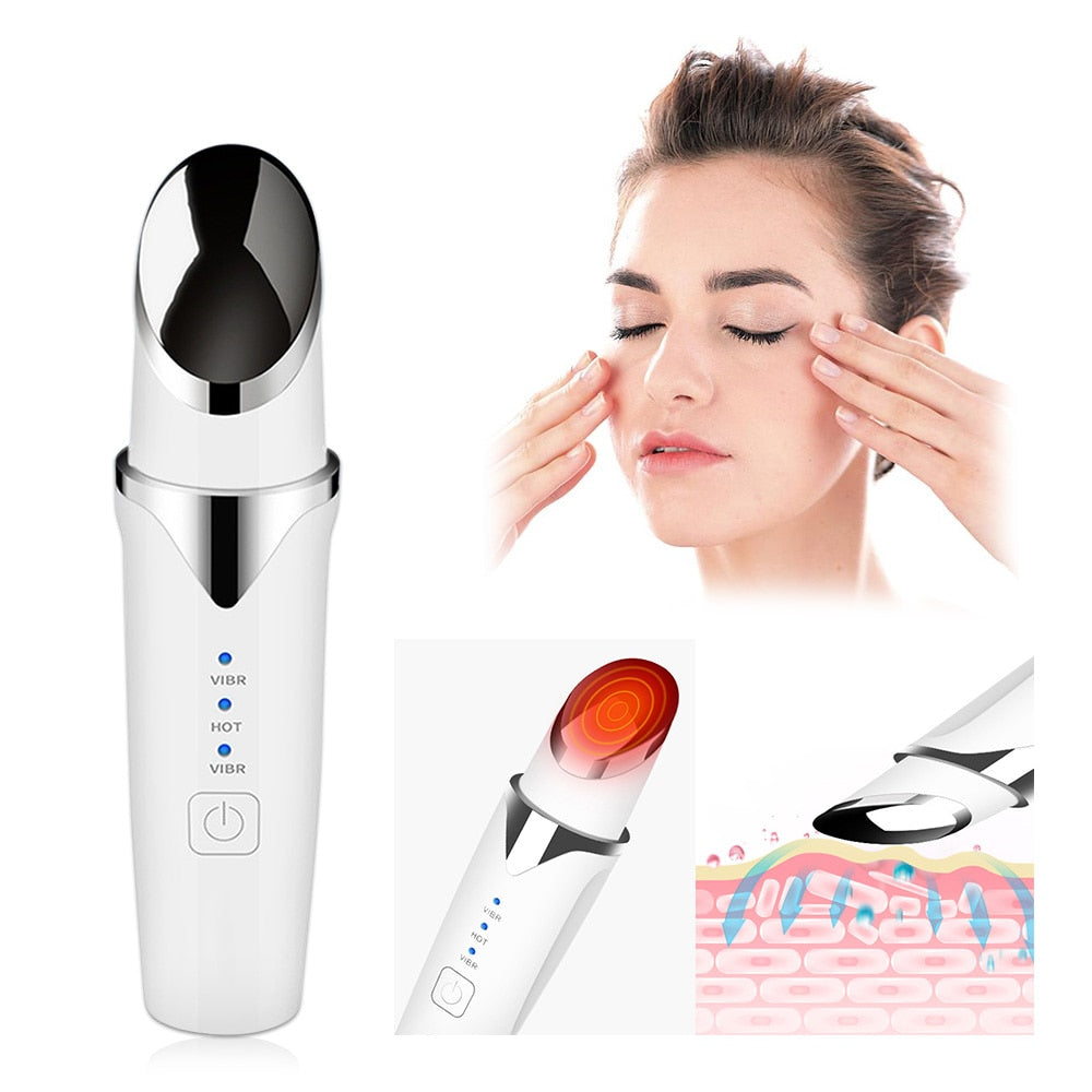 Electric RF Radio Frequency Eye Massager Pen Anti-Ageing Wrinkle Face Lifting Eye Beauty Device Dark Circle Vibrator Hot Massage