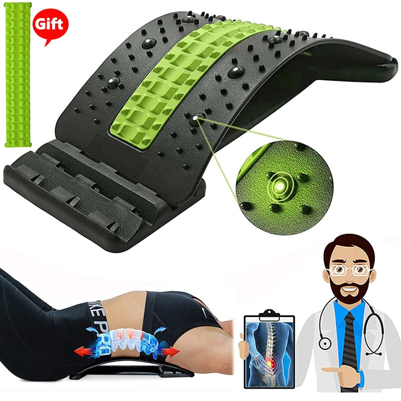 4 Level Back Massager Magnetic Therapy Back Stretcher Neck Stretch Massage Tools Lumbar Support Pain Relief Back Stretcher