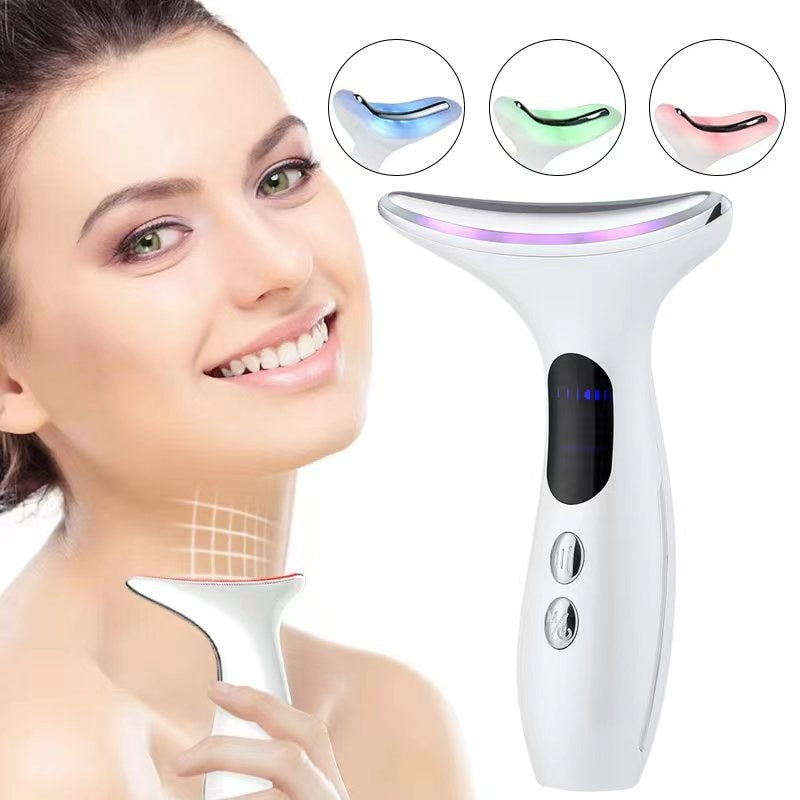 Neck Face Massager Anti Wrinkle Lifting 3 Colors Led Photon Therapy Skin Tighten Reduce Double Chin Beauty Device Facial Care