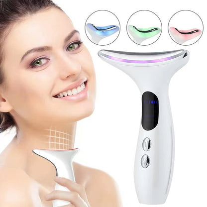 Neck Face Massager Anti Wrinkle Lifting 3 Colors Led Photon Therapy Skin Tighten Reduce Double Chin Beauty Device Facial Care