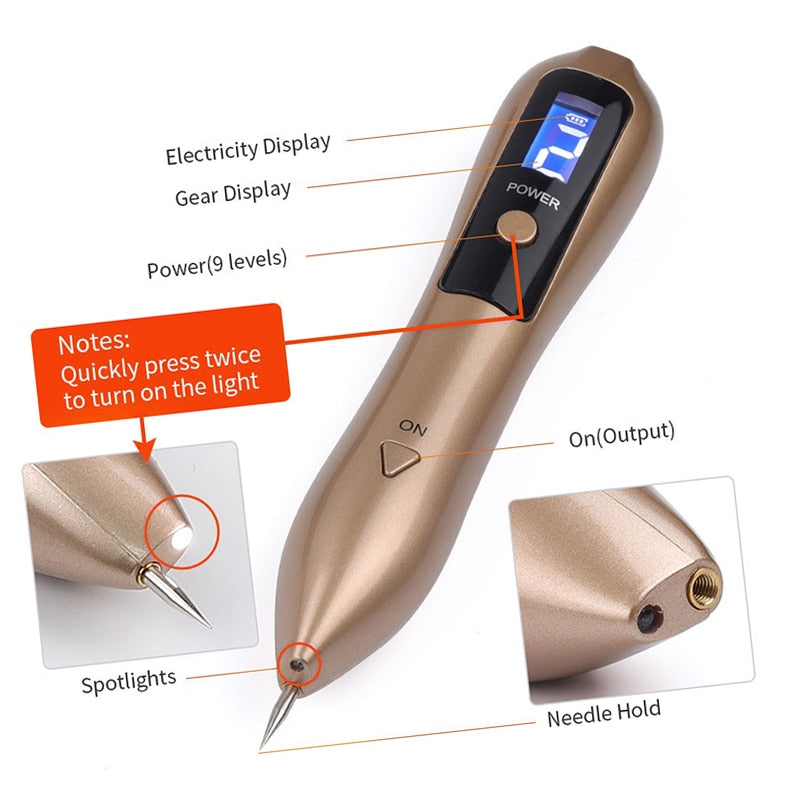 Mini Micro Current Electronic Pen Professional Cleaning Warts Spot Black Spot Skin Label Mole Tattoo Freckle Removal Beauty Care