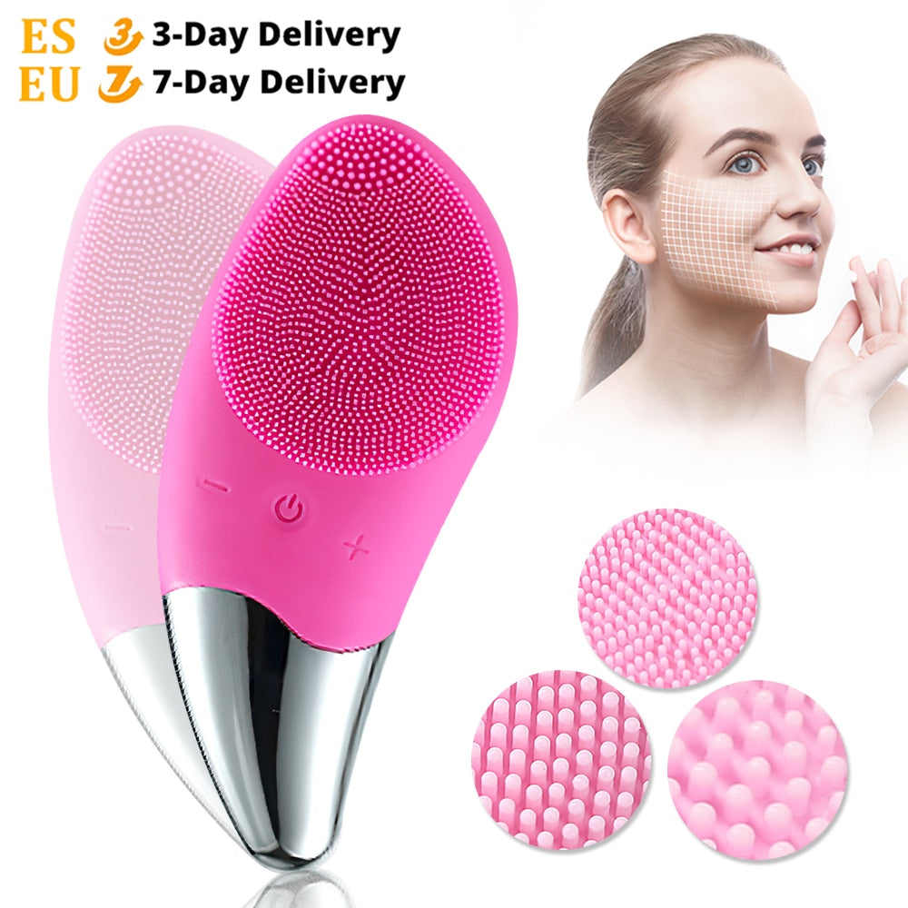 Mini escova de limpeza facial elétrica ultrassônica silicone limpador de rosto limpeza profunda dos poros massageador de pele dispositivo de escova de limpeza facial