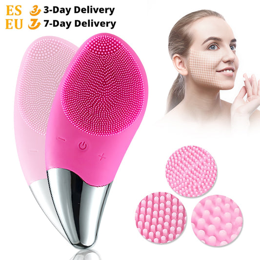 Mini Electric Facial Cleansing Brush Ultrasonic Silicone Face Cleaner Deep Pore Cleaning Skin Massager Face Cleaner Brush Device