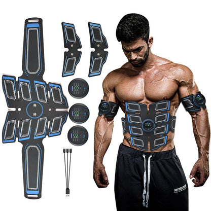 EMS Abdominal Muscle Stimulation Trainer USB Rechargeable Slimming Massager + 3 Controller ABS Abdominal Massage