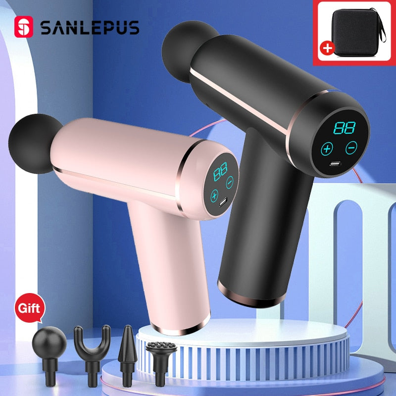 SANLEPUS Pistola de Massagem LCD Portátil Para o Corpo, Pescoço, Costas, Percussão Elétrica, Massageador de Tecido Profundo, Relaxamento Muscular, Fitness, Emagrecimento