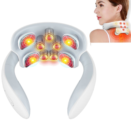 Smart Back And Neck Massager Instrument Shoulder Neck Massage Cervical Vertebra Health Care Vibrator Heating Relieve Pain Muscle