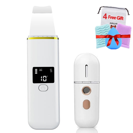 LCD Ultrasonic Skin Scrubber Deep Cleaning Acne Blackhead Remover EMS Peeling Cavitation Face Massager Skin Rejuvenation