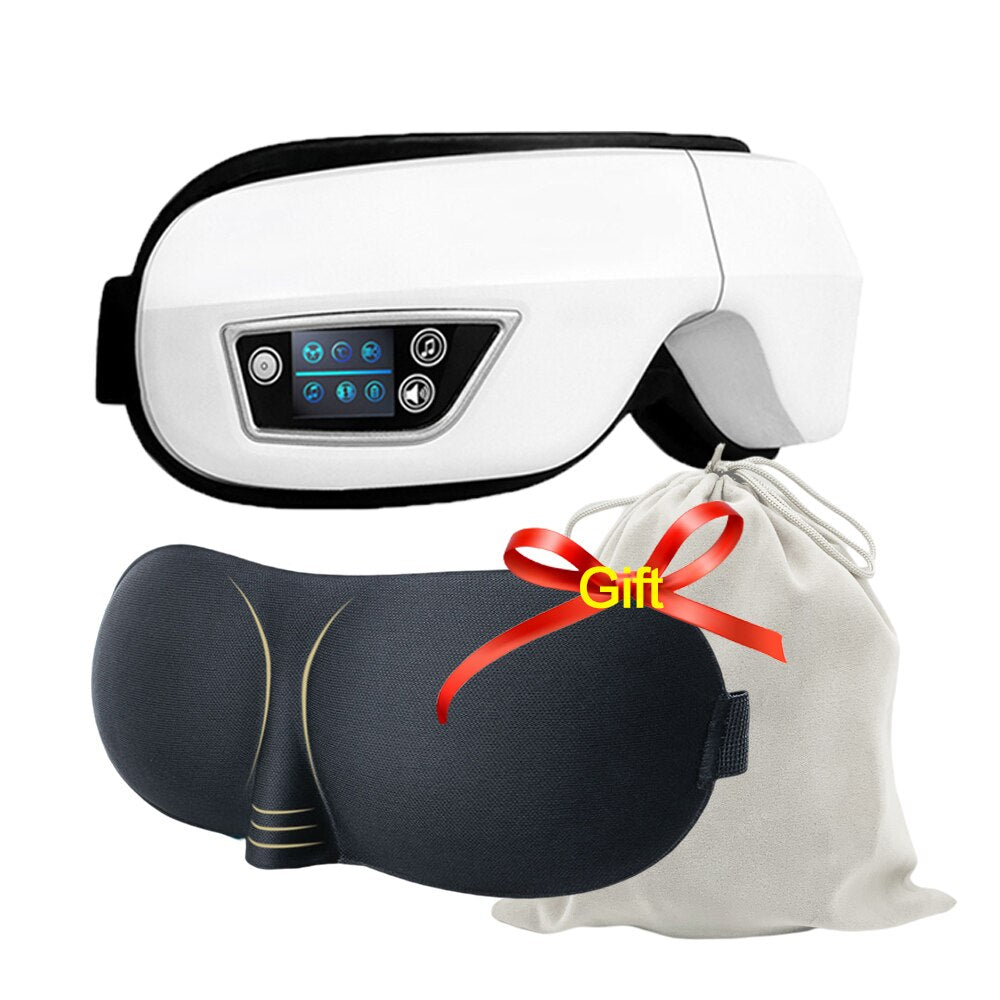 Massageador de olhos inteligente com vibração de calor bluetooth música airpress massagem melhorar a visão treinamento de olho elétrico relaxar instrumento