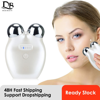 Microcurrent Face Roller Massager Face Lifting Machine 3D Facial Massage Roller Anti Wrinkle Tighten Skin Rejuvenation Skin Care