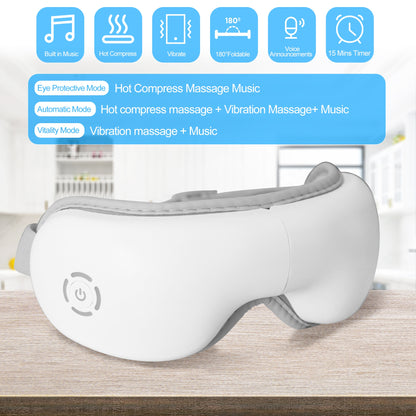 Electric Smart Eye Massager Music Foldable Vibration Heating Massager Tired Eyes Dark Circles Remove Eye Care Massage Relaxation