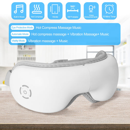 Electric Smart Eye Massager Music Foldable Vibration Heating Massager Tired Eyes Dark Circles Remove Eye Care Massage Relaxation