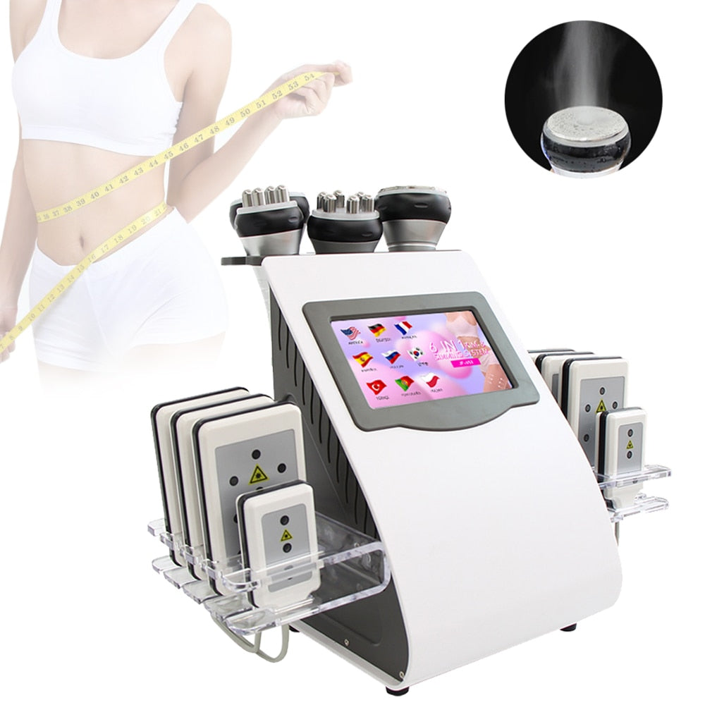 6 In 1 40K Ultrasonic Cavitation Machine Vacuum Body Massager  Slimming Anti-cellulite Radio Frequency Lifting Beauty Device