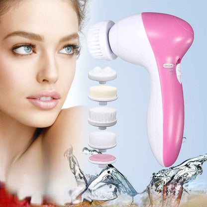 5 in 1 Electric Facial Cleanser Wash Face Cleaning Machine Skin Pore Cleaner Body Cleansing Massage Mini Beauty Massager Brush