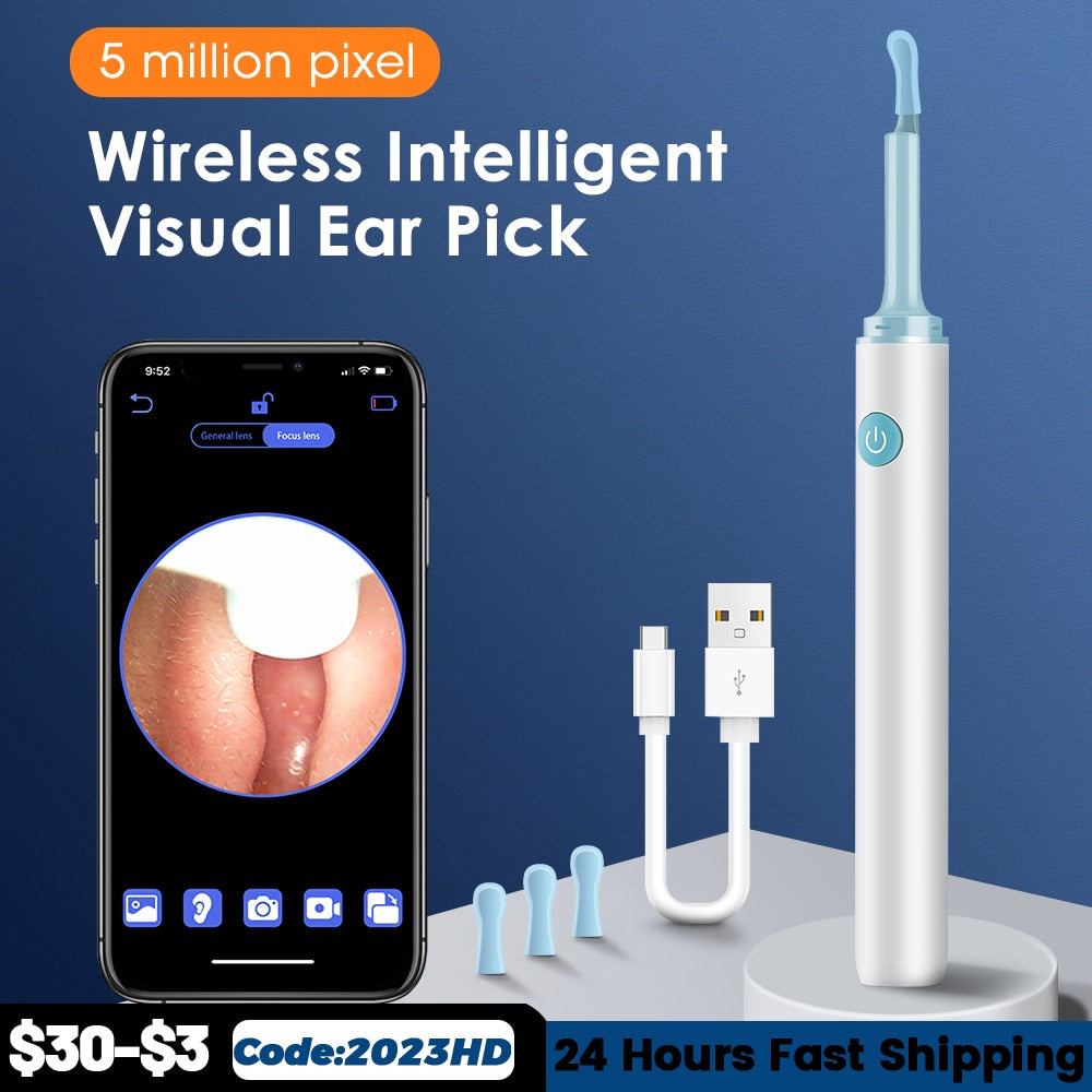 Smart Visual Ear Cleaner Ear Stick Endoscópio Earpick Camera Otoscópio Ear Cleaner Ear Wax Remover Ear Picker Ferramenta de remoção de cera